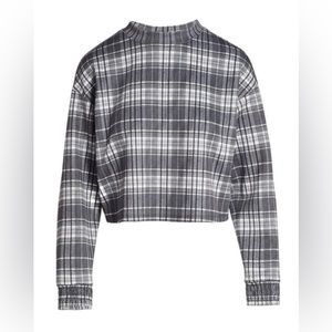Alice + Olivia Leslie Plaid Crop Sweatshirt
